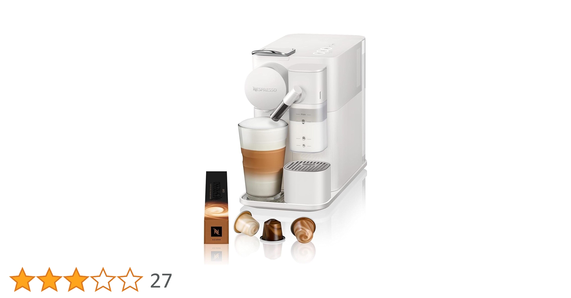 Nespresso Lattissima One Coffee Machine, White, F111-ME-WH
